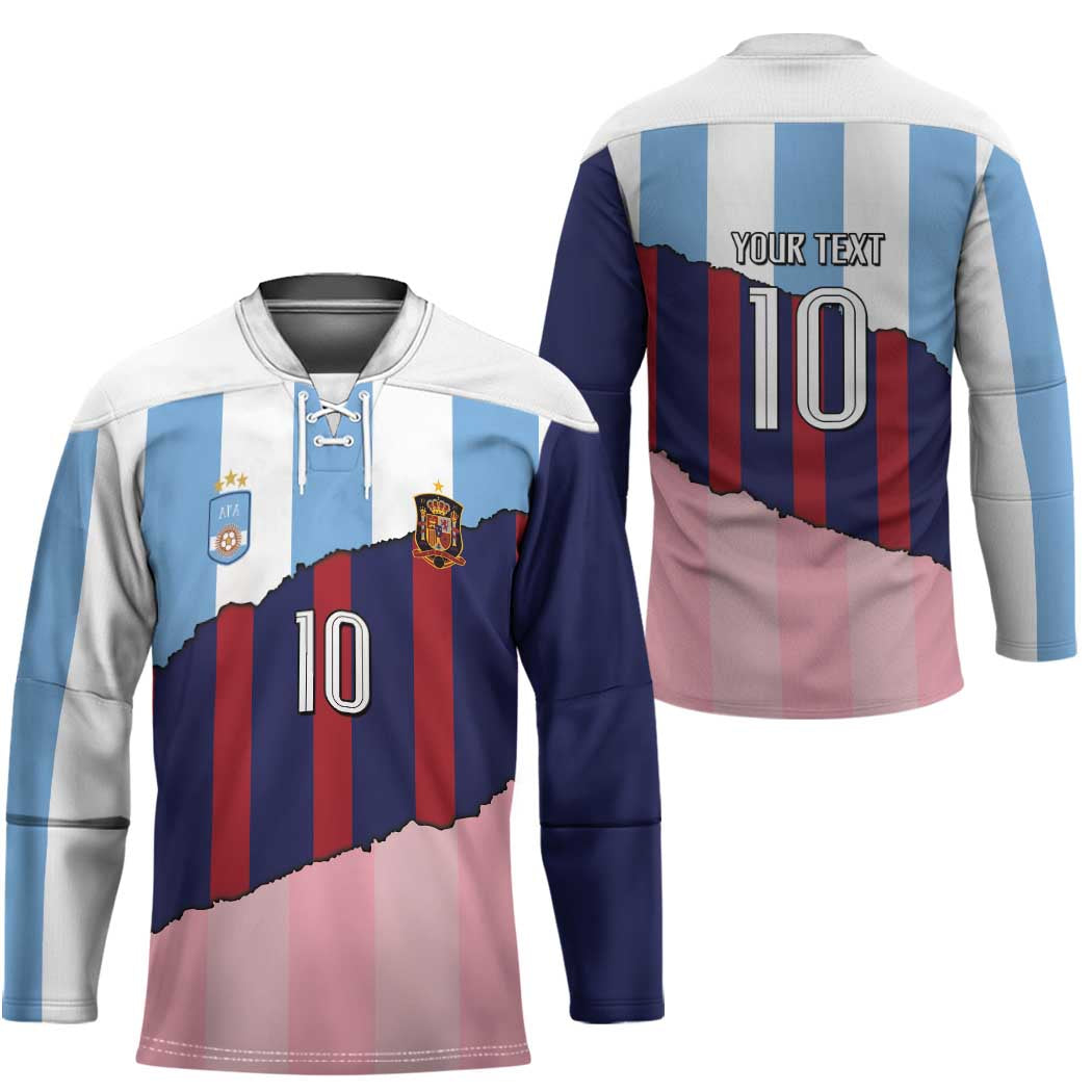 Custom Argentina and Spain Hockey Jersey Trio Special Vintage Edition