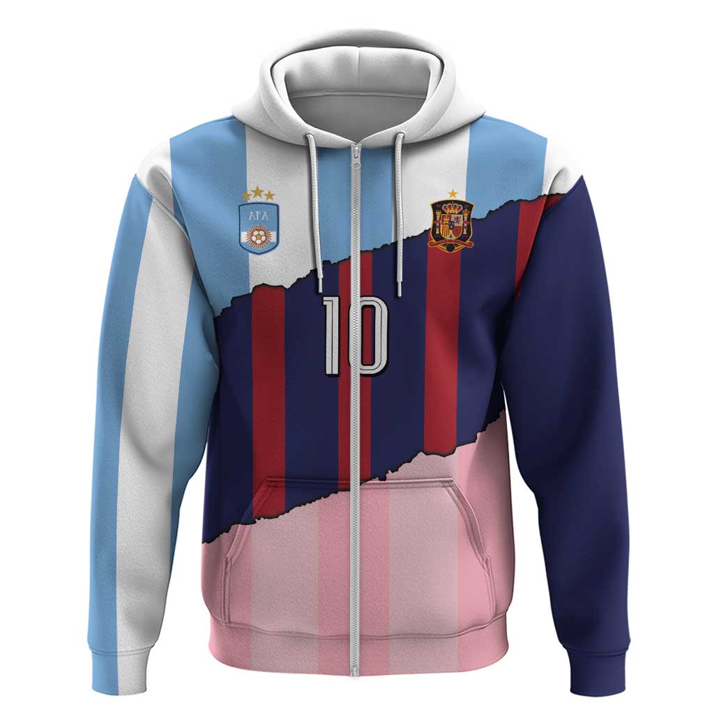 Custom Argentina and Spain Hoodie Trio Special Vintage Edition