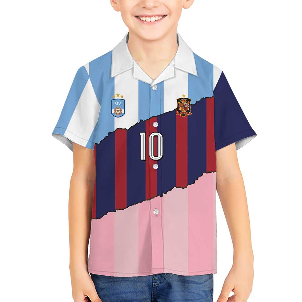 Custom Argentina and Spain Kid Hawaiian Shirt Trio Special Vintage Edition