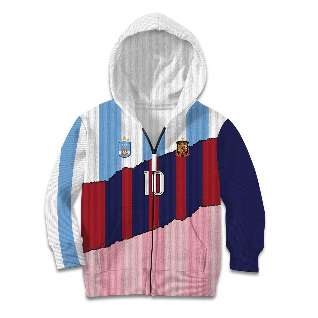 Custom Argentina and Spain Kid Hoodie Trio Special Vintage Edition