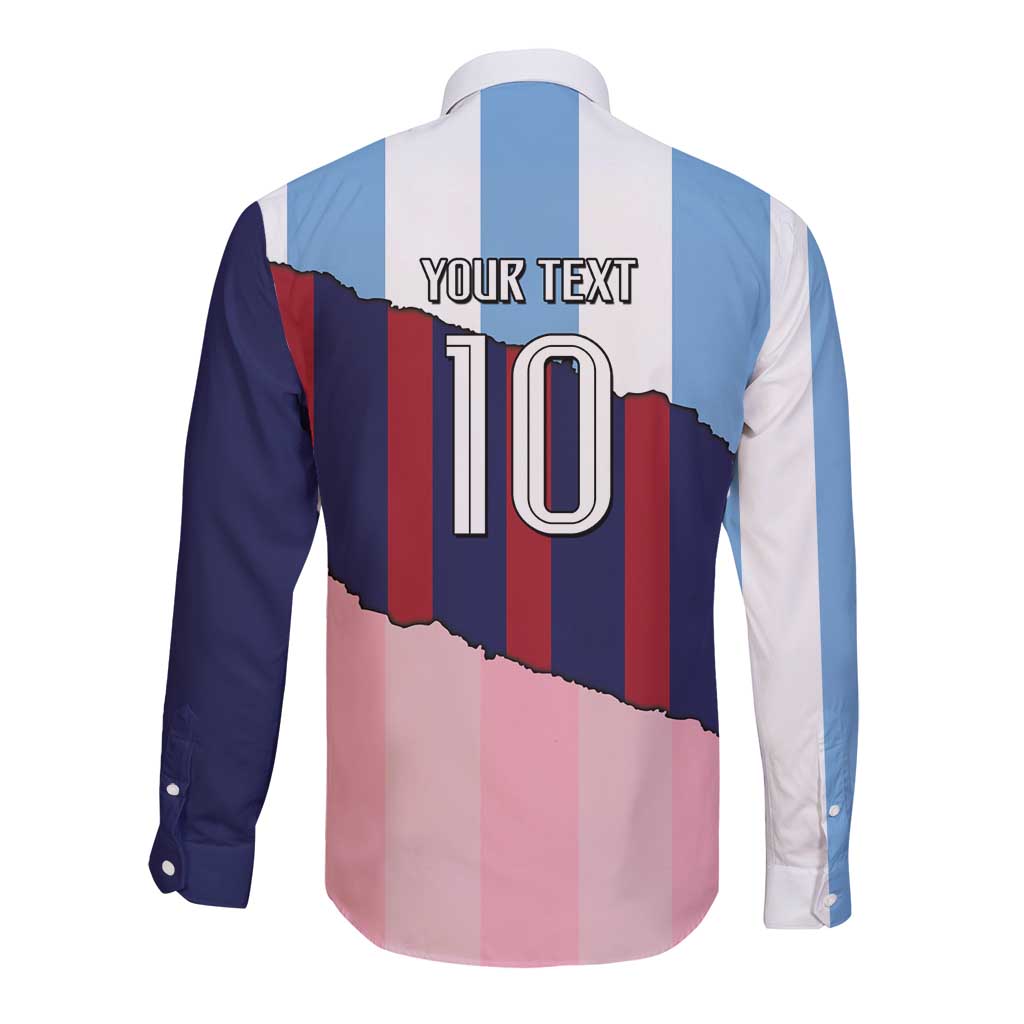 Custom Argentina and Spain Long Sleeve Button Shirt Trio Special Vintage Edition