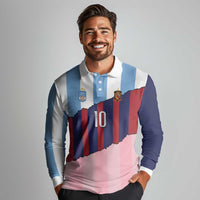 Custom Argentina and Spain Long Sleeve Polo Shirt Trio Special Vintage Edition
