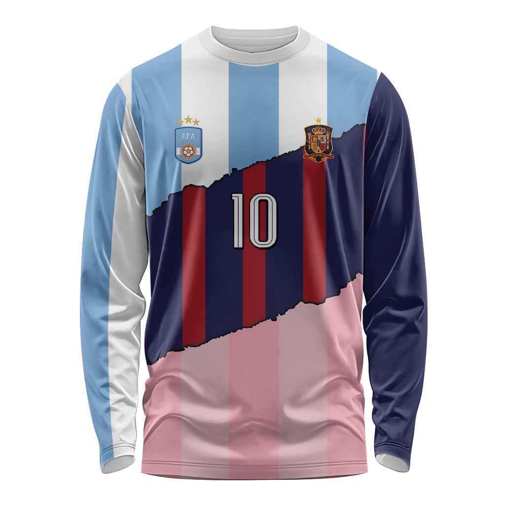 Custom Argentina and Spain Long Sleeve Shirt Trio Special Vintage Edition