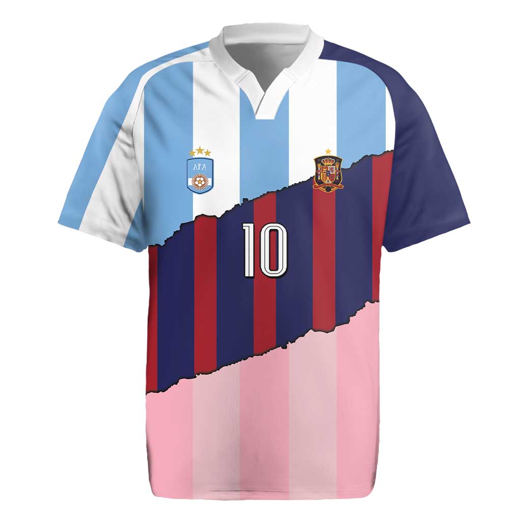 Custom Argentina and Spain Rugby Jersey Trio Special Vintage Edition