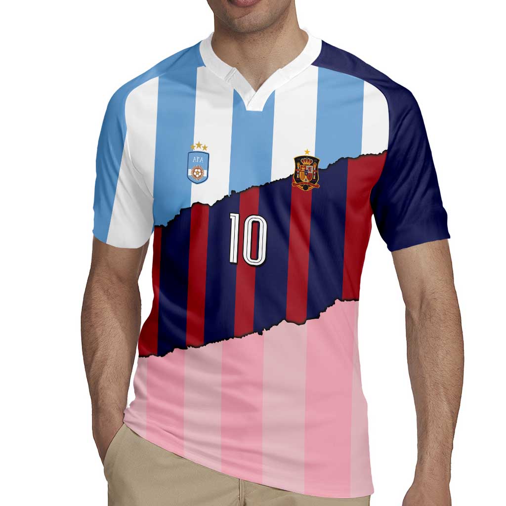 Custom Argentina and Spain Rugby Jersey Trio Special Vintage Edition