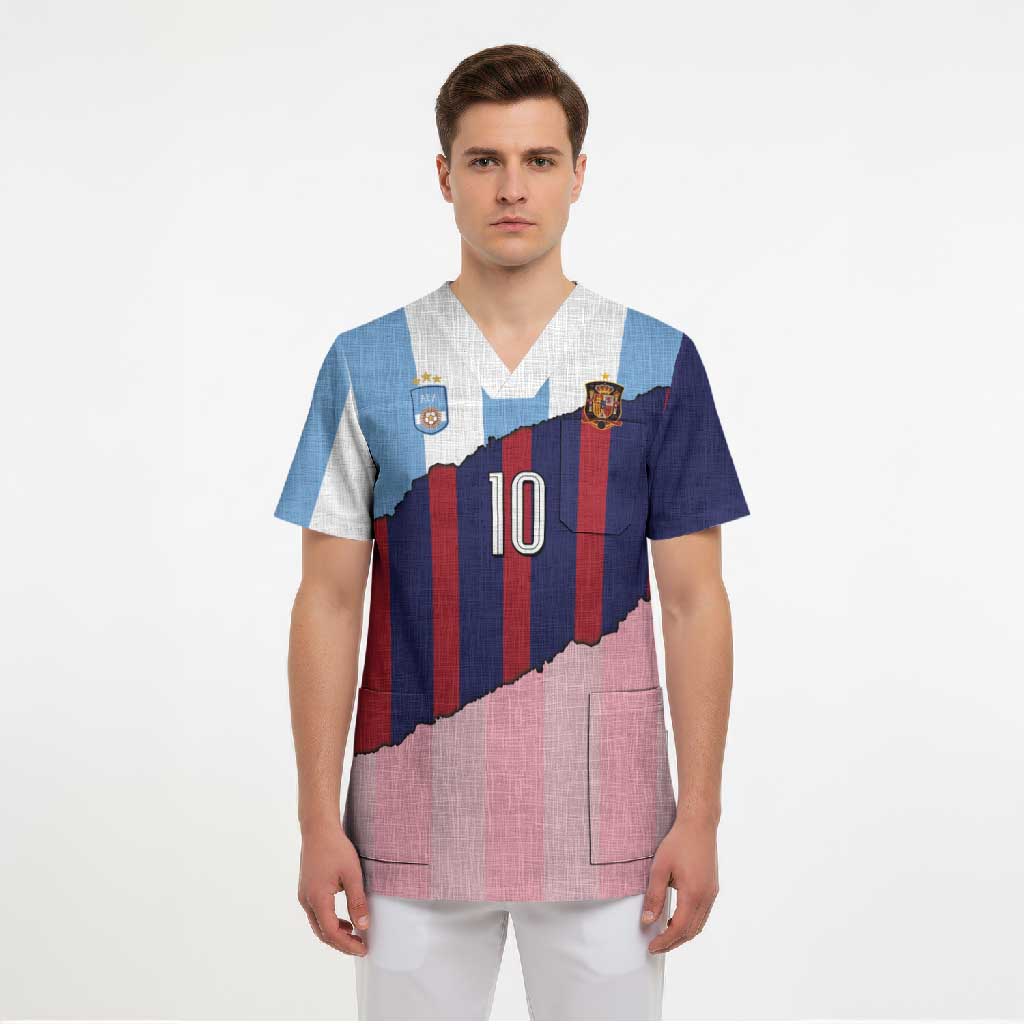 Custom Argentina and Spain Scrub Top Trio Special Vintage Edition