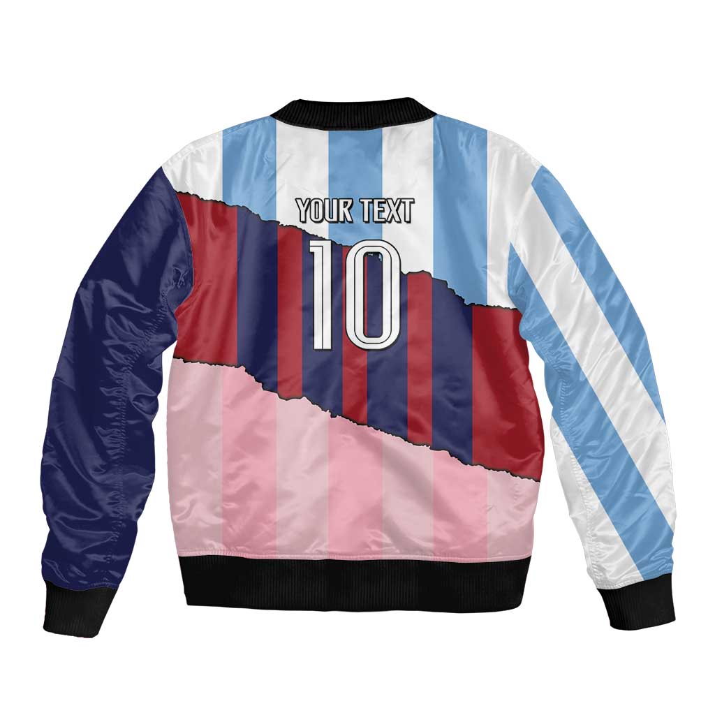Custom Argentina and Spain Sleeve Zip Bomber Jacket Trio Special Vintage Edition