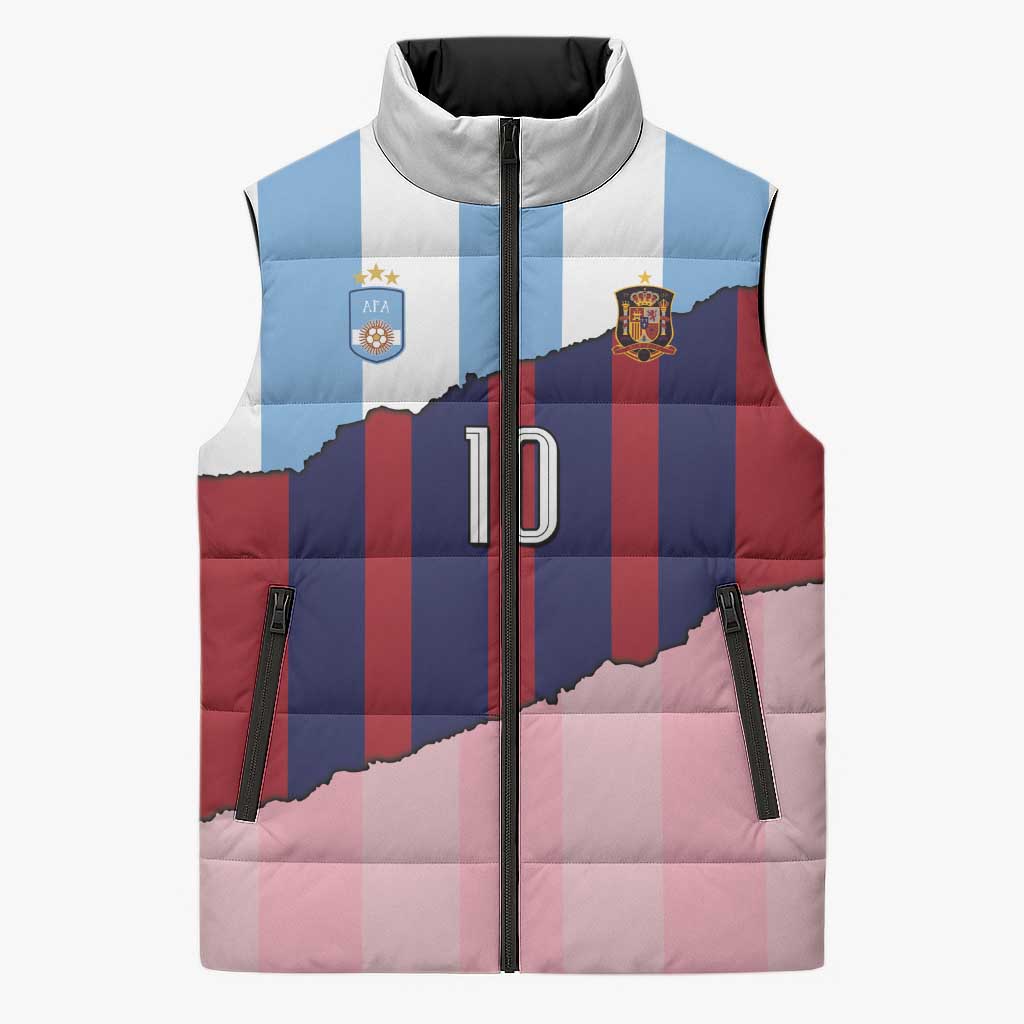 Custom Argentina and Spain Sleeveless Puffer Jacket Trio Special Vintage Edition