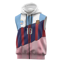 Custom Argentina and Spain Sleeveless Zip Hoodie Trio Special Vintage Edition