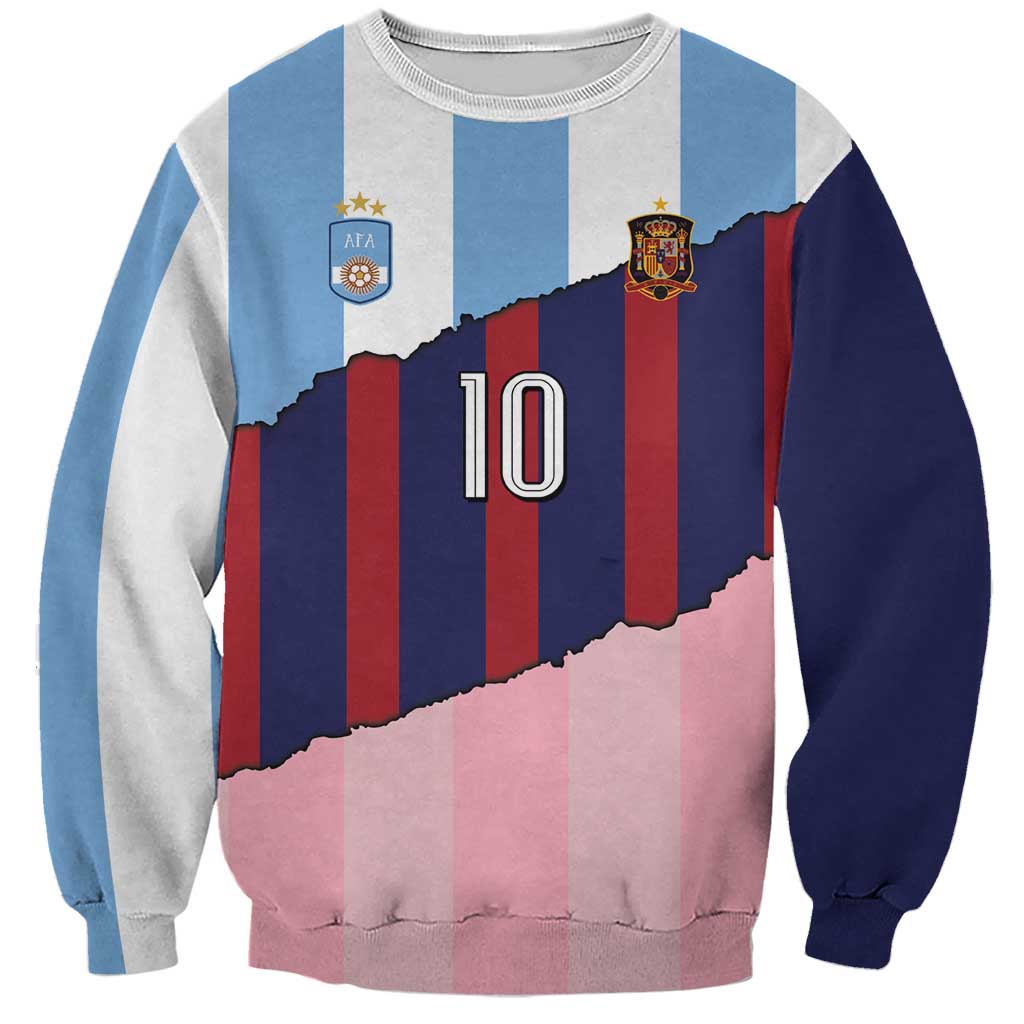 Custom Argentina and Spain Sweatshirt Trio Special Vintage Edition