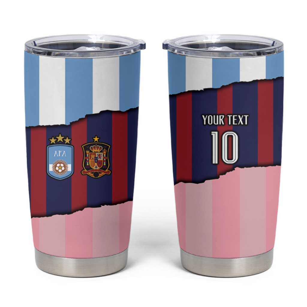 Custom Argentina and Spain Tumbler Cup Trio Special Vintage Edition