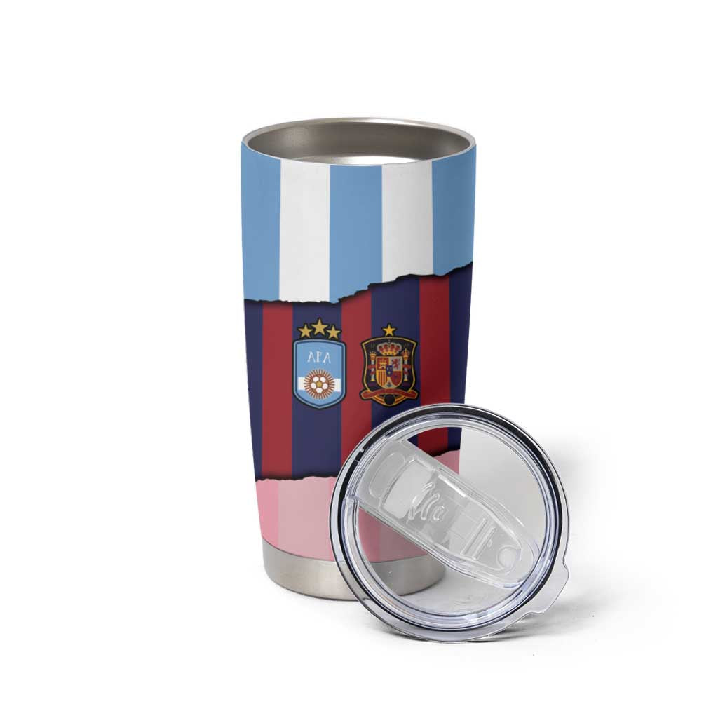 Custom Argentina and Spain Tumbler Cup Trio Special Vintage Edition