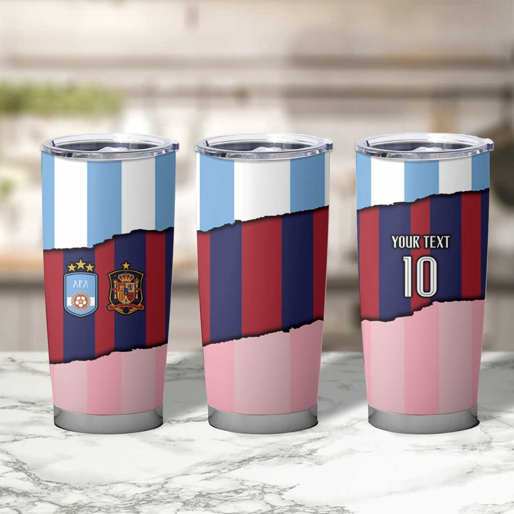 Custom Argentina and Spain Tumbler Cup Trio Special Vintage Edition