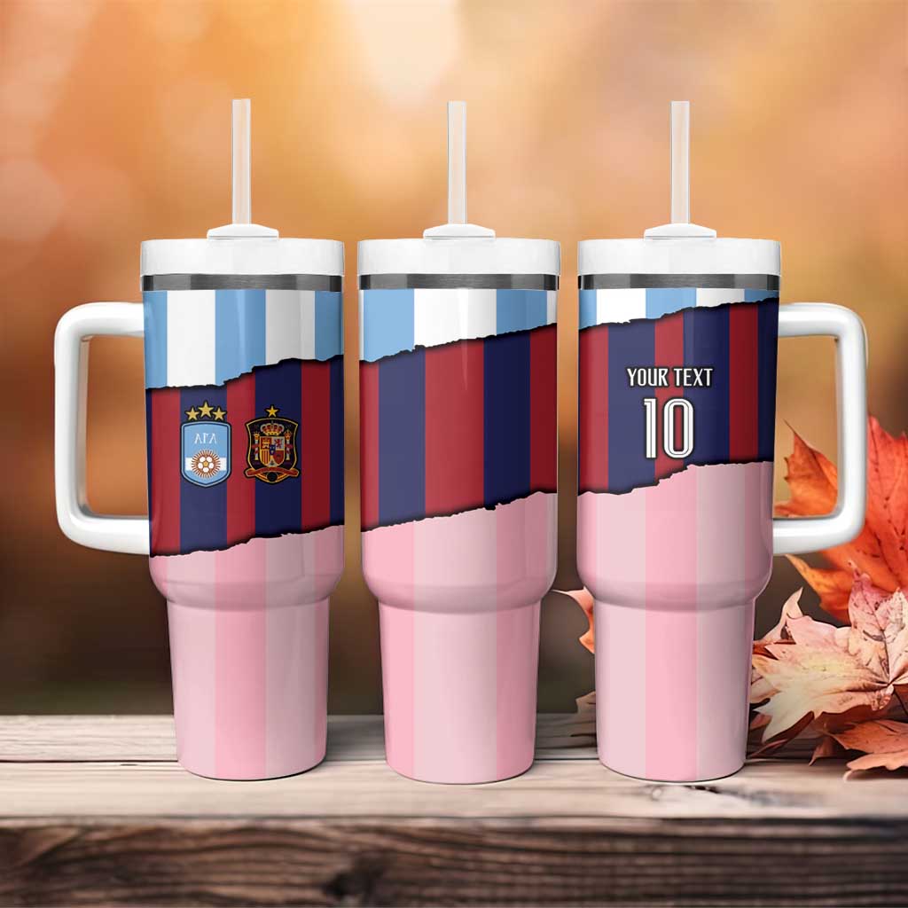 Custom Argentina and Spain Tumbler With Handle Trio Special Vintage Edition