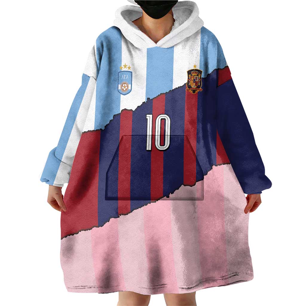 Custom Argentina and Spain Wearable Blanket Hoodie Trio Special Vintage Edition