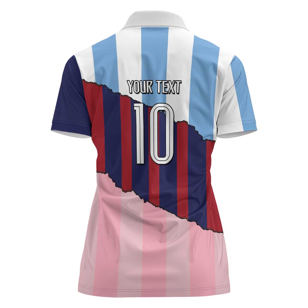 Custom Argentina and Spain Women Polo Shirt Trio Special Vintage Edition
