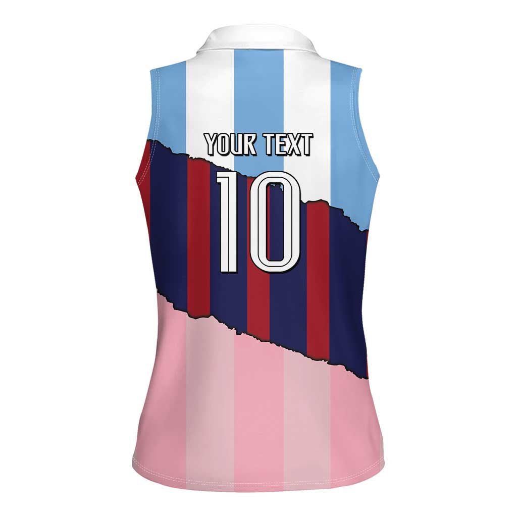 Custom Argentina and Spain Women Sleeveless Polo Shirt Trio Special Vintage Edition