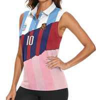 Custom Argentina and Spain Women Sleeveless Polo Shirt Trio Special Vintage Edition