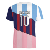 Custom Argentina and Spain Women V-Neck T-Shirt Trio Special Vintage Edition