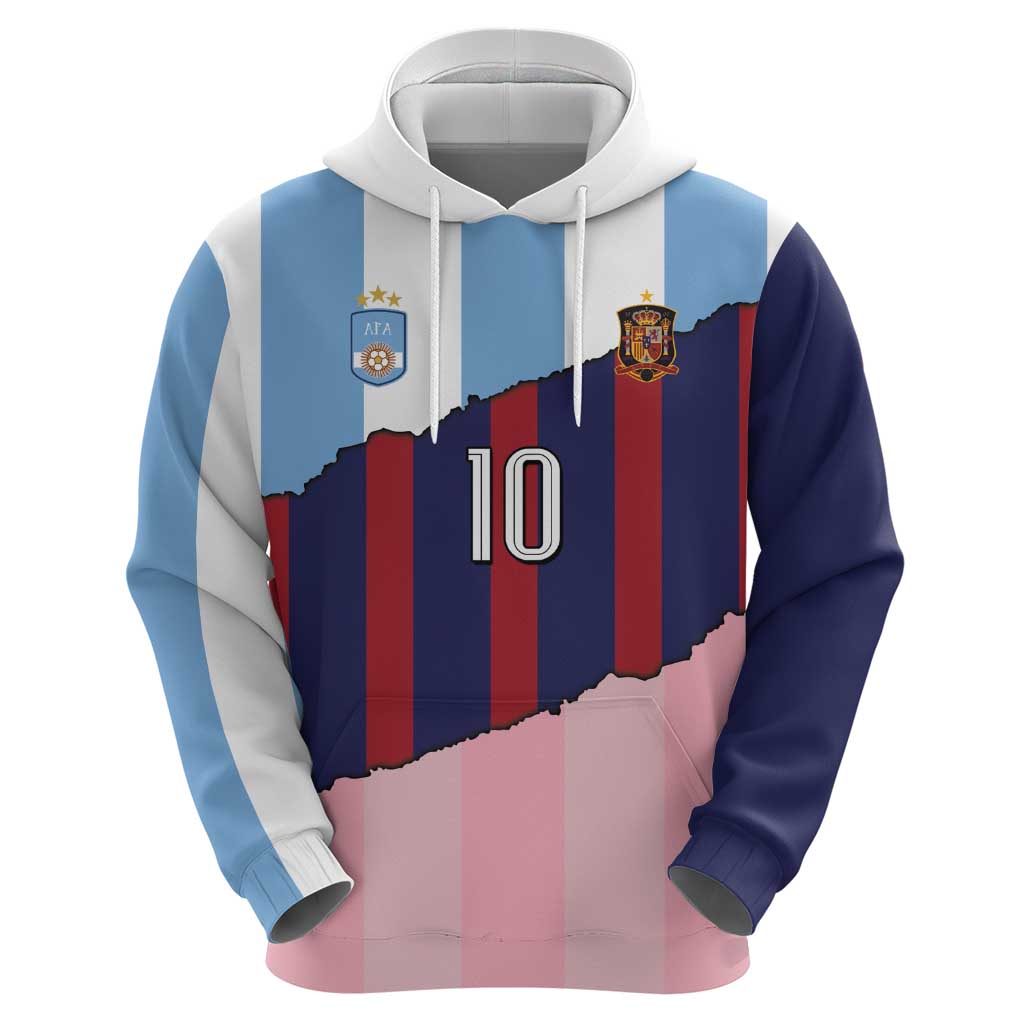 Custom Argentina and Spain Zip Hoodie Trio Special Vintage Edition