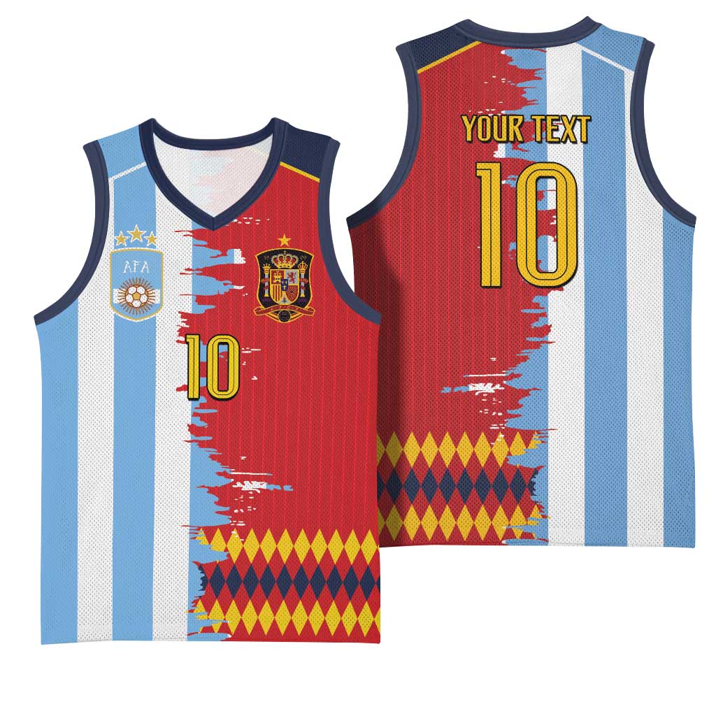 Custom Argentina and Spain Basketball Jersey 2026 Battle Finalissima