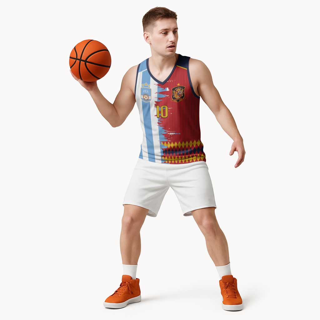 Custom Argentina and Spain Basketball Jersey 2026 Battle Finalissima