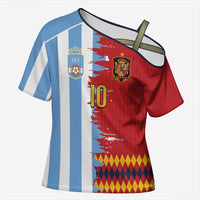Custom Argentina and Spain Cross Shoulder Shirt 2026 Battle Finalissima