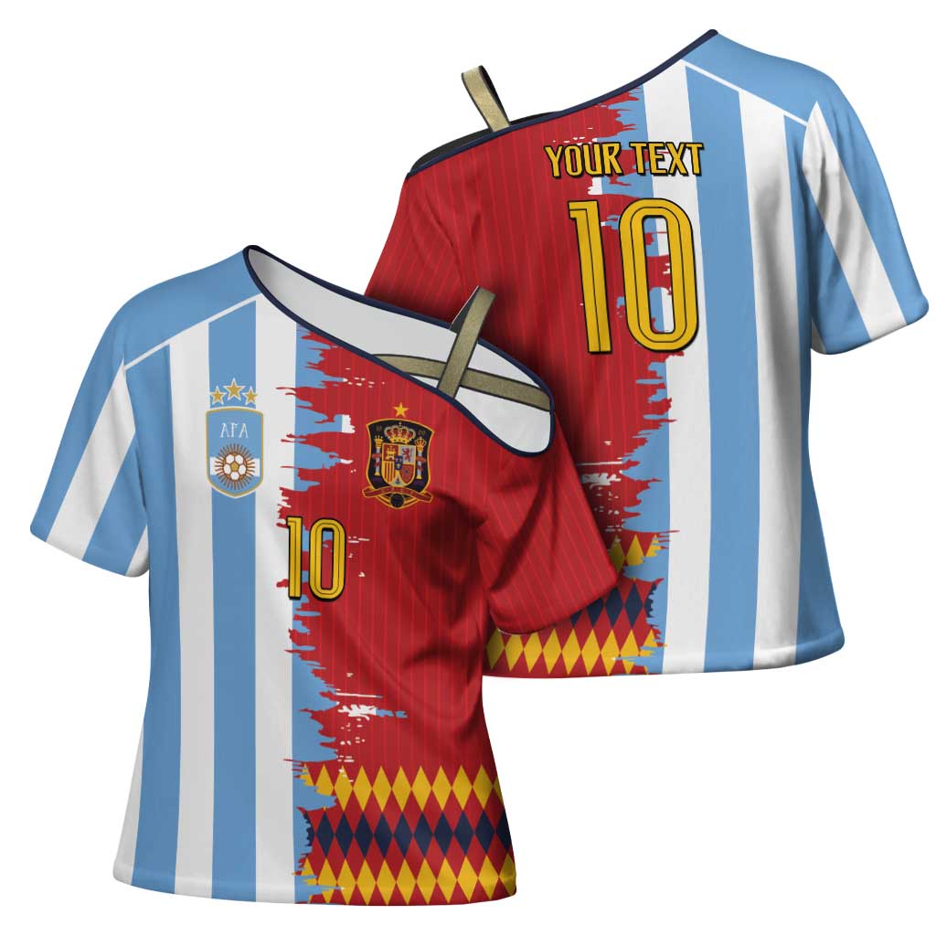 Custom Argentina and Spain Cross Shoulder Shirt 2026 Battle Finalissima