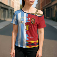 Custom Argentina and Spain Cross Shoulder Shirt 2026 Battle Finalissima