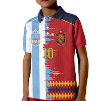 Custom Argentina and Spain Kid Polo Shirt 2026 Battle Finalissima