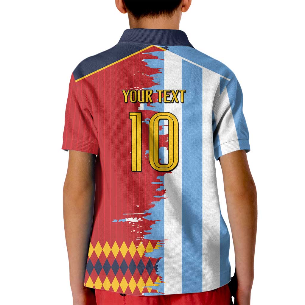 Custom Argentina and Spain Kid Polo Shirt 2026 Battle Finalissima