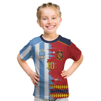 Custom Argentina and Spain Kid T Shirt 2026 Battle Finalissima