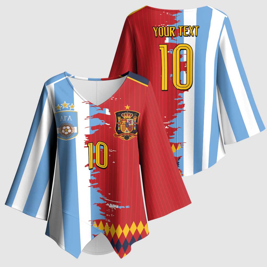 Custom Argentina and Spain Kimono Sleeve Blouse 2026 Battle Finalissima