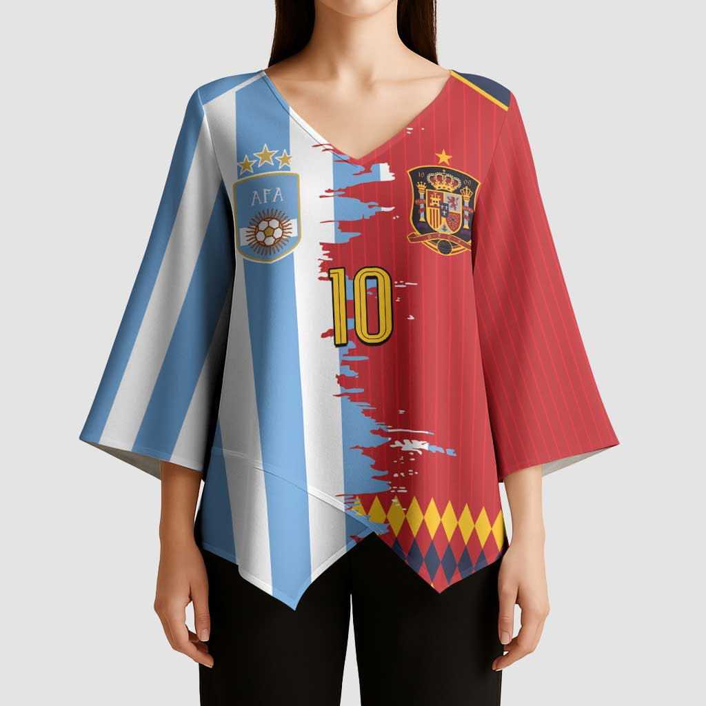 Custom Argentina and Spain Kimono Sleeve Blouse 2026 Battle Finalissima
