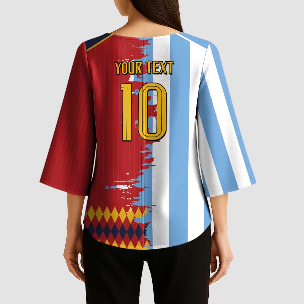 Custom Argentina and Spain Kimono Sleeve Blouse 2026 Battle Finalissima