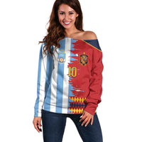 Custom Argentina and Spain Off Shoulder Sweater 2026 Battle Finalissima
