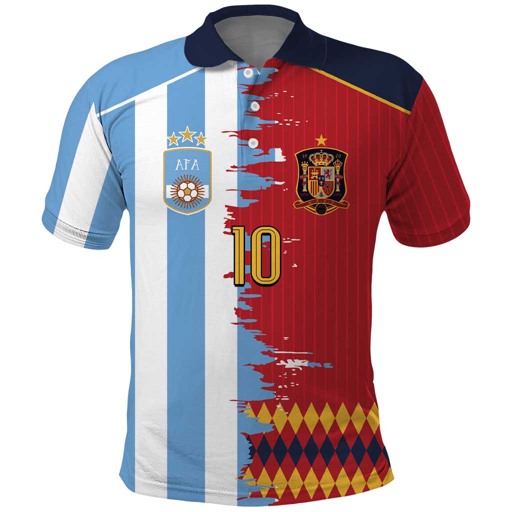 Custom Argentina and Spain Polo Shirt 2026 Battle Finalissima