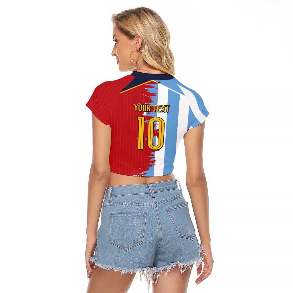 Custom Argentina and Spain Raglan Cropped T Shirt 2026 Battle Finalissima