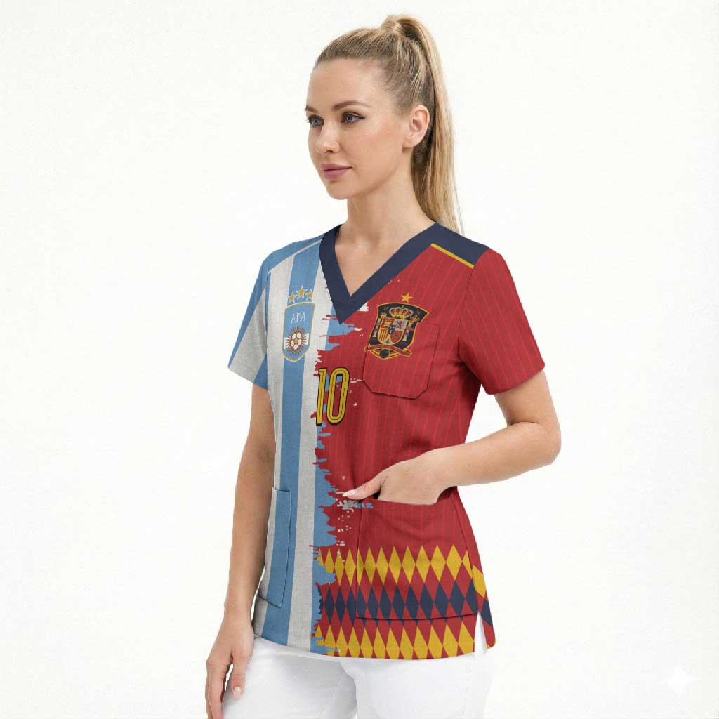 Custom Argentina and Spain Scrub Top 2026 Battle Finalissima