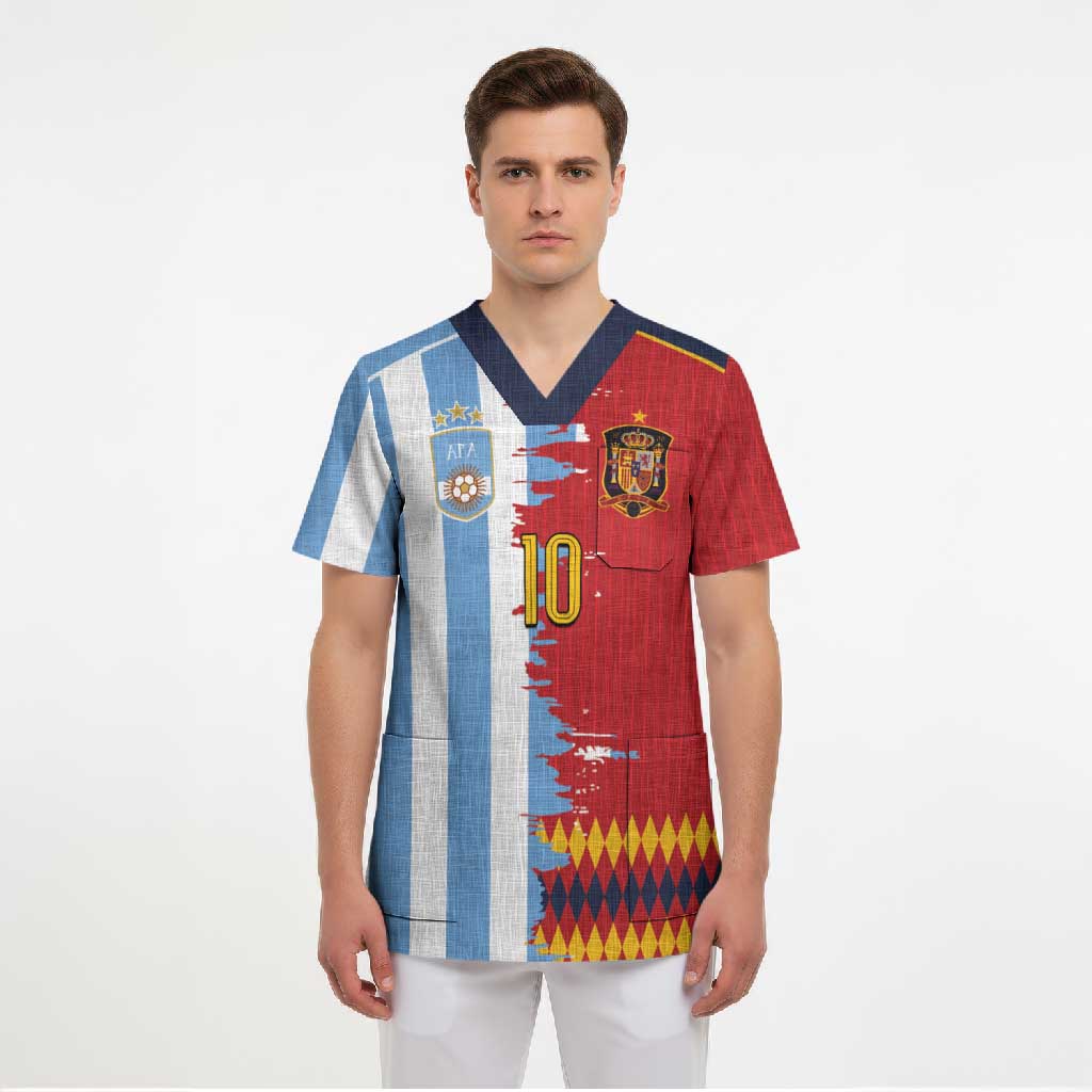 Custom Argentina and Spain Scrub Top 2026 Battle Finalissima