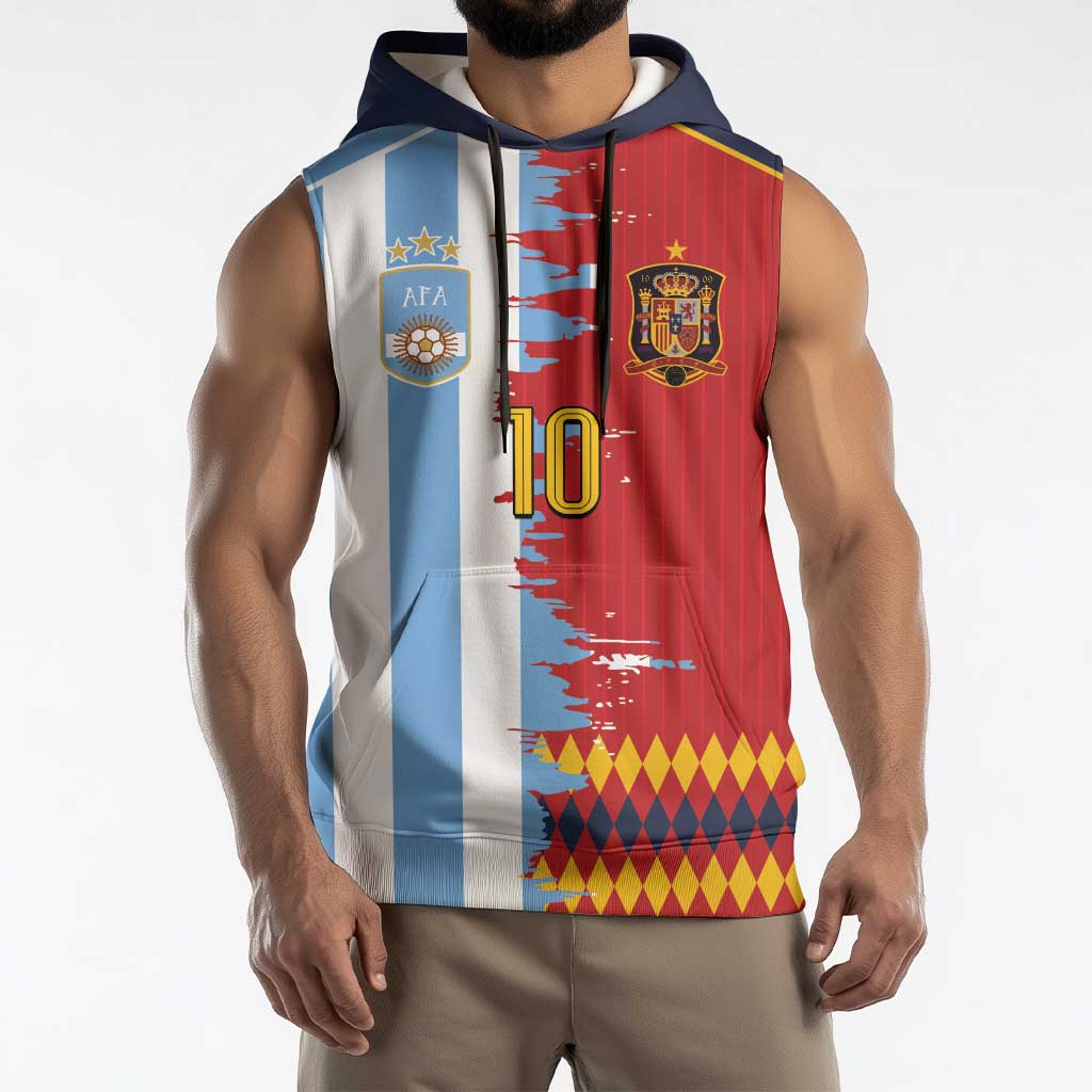 Custom Argentina and Spain Sleeveless Hoodie 2026 Battle Finalissima
