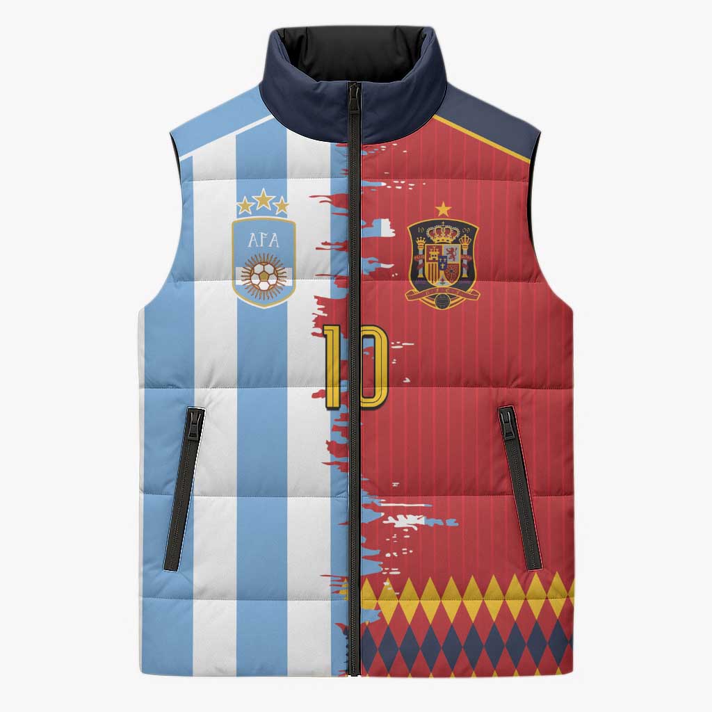 Custom Argentina and Spain Sleeveless Puffer Jacket 2026 Battle Finalissima