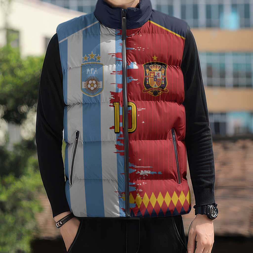 Custom Argentina and Spain Sleeveless Puffer Jacket 2026 Battle Finalissima