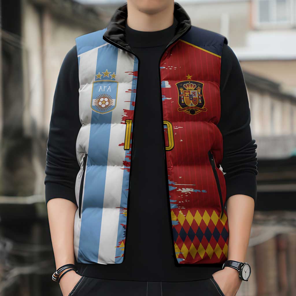 Custom Argentina and Spain Sleeveless Puffer Jacket 2026 Battle Finalissima