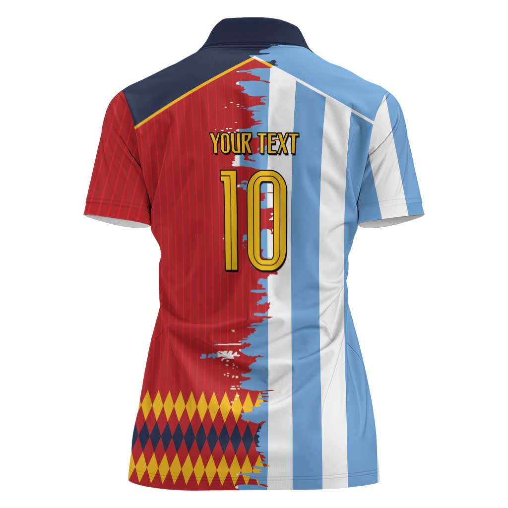 Custom Argentina and Spain Women Polo Shirt 2026 Battle Finalissima