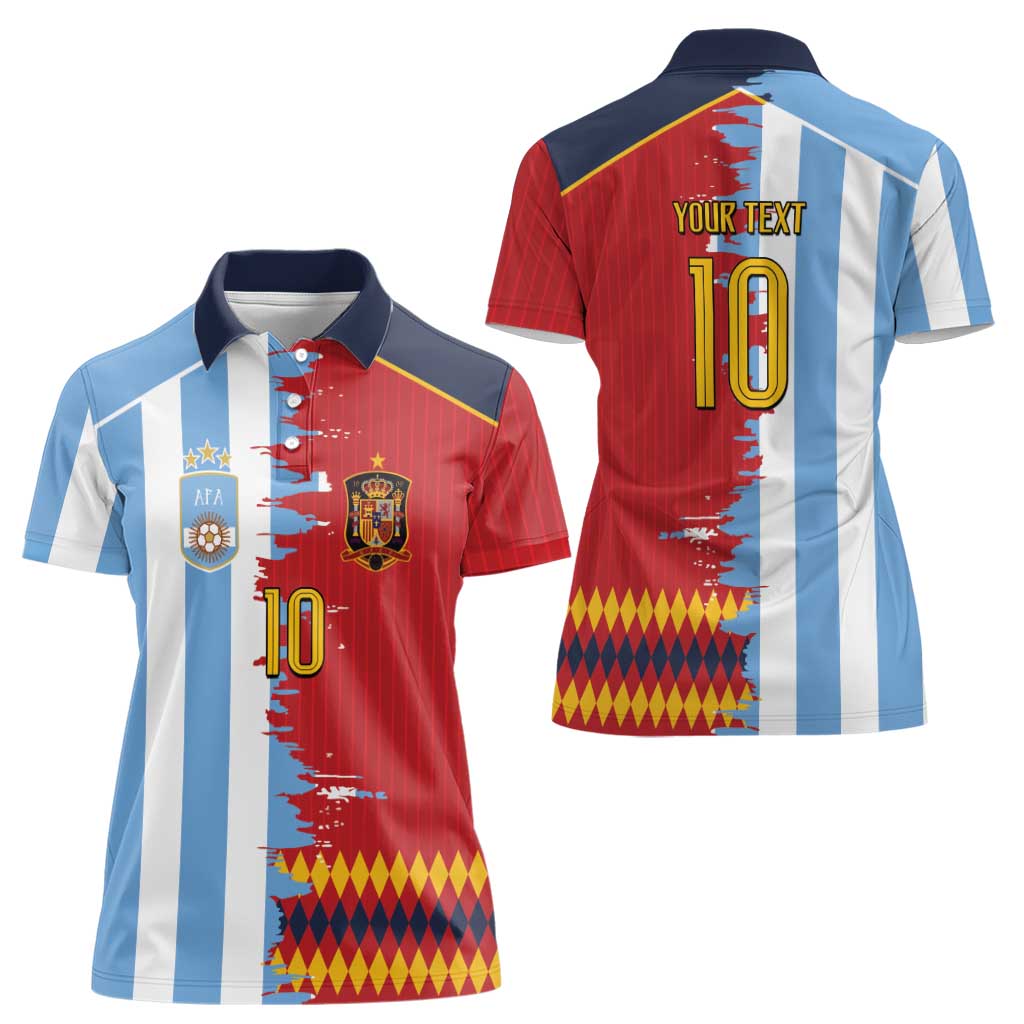 Custom Argentina and Spain Women Polo Shirt 2026 Battle Finalissima