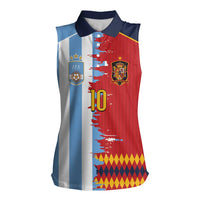 Custom Argentina and Spain Women Sleeveless Polo Shirt 2026 Battle Finalissima