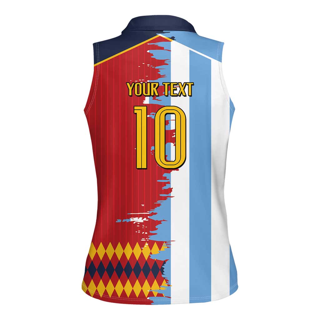 Custom Argentina and Spain Women Sleeveless Polo Shirt 2026 Battle Finalissima