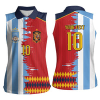Custom Argentina and Spain Women Sleeveless Polo Shirt 2026 Battle Finalissima