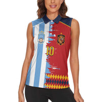 Custom Argentina and Spain Women Sleeveless Polo Shirt 2026 Battle Finalissima